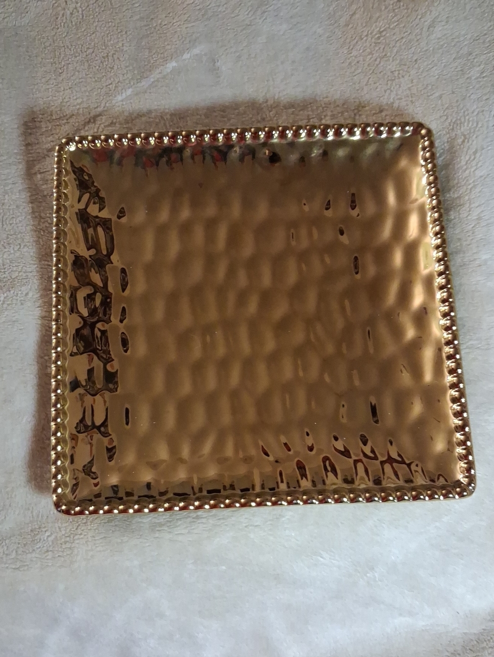 NEW NO TAGS Gold Hammered Square Decorative Tray - Home Accents